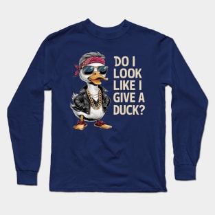 A hilarious and vibrant vintage-inspired illustration of an adorable a fashionable hipster duck. (3) Long Sleeve T-Shirt
